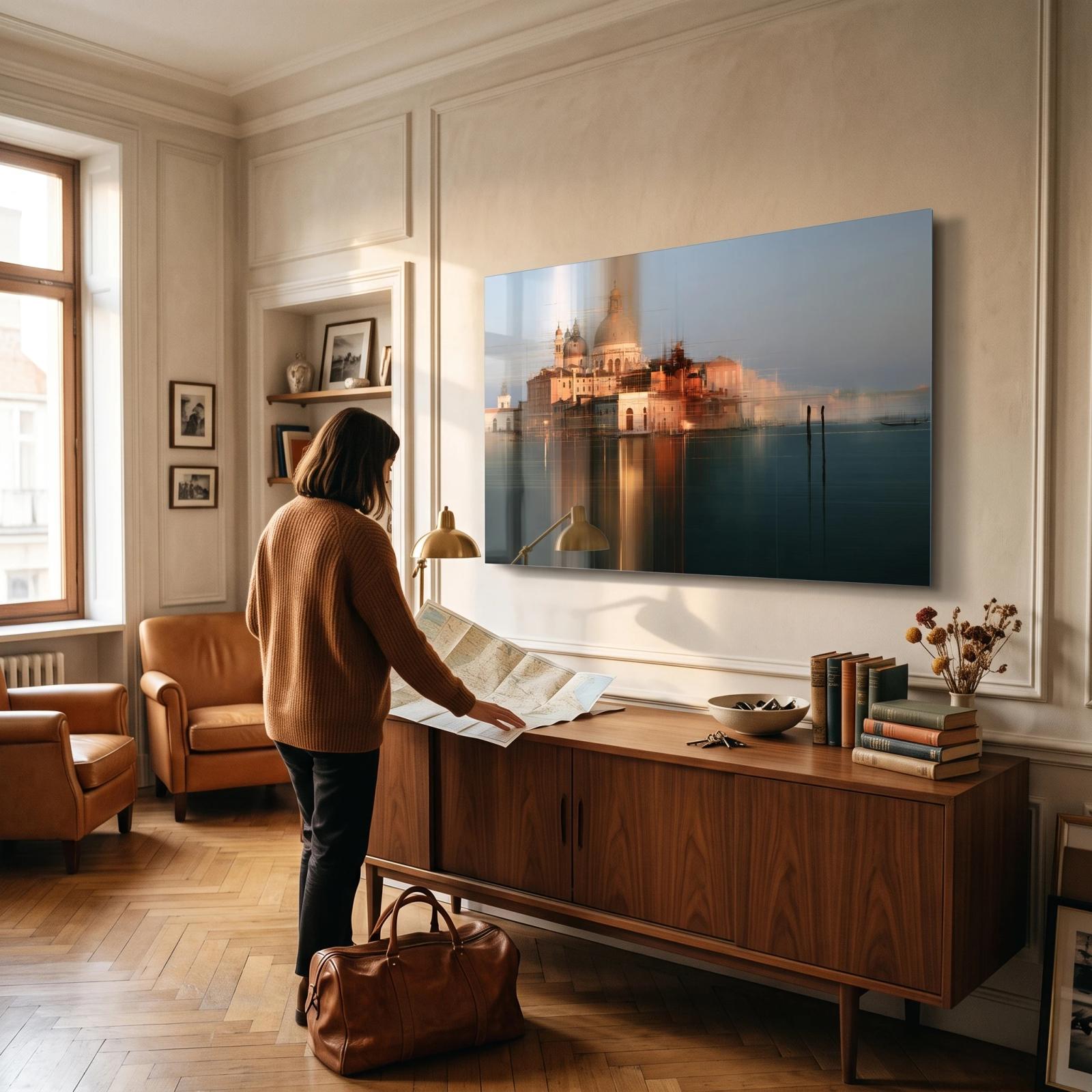 Venice Lagoon Glass Wall Art Impressionist Cityscape | Glass Wall Art