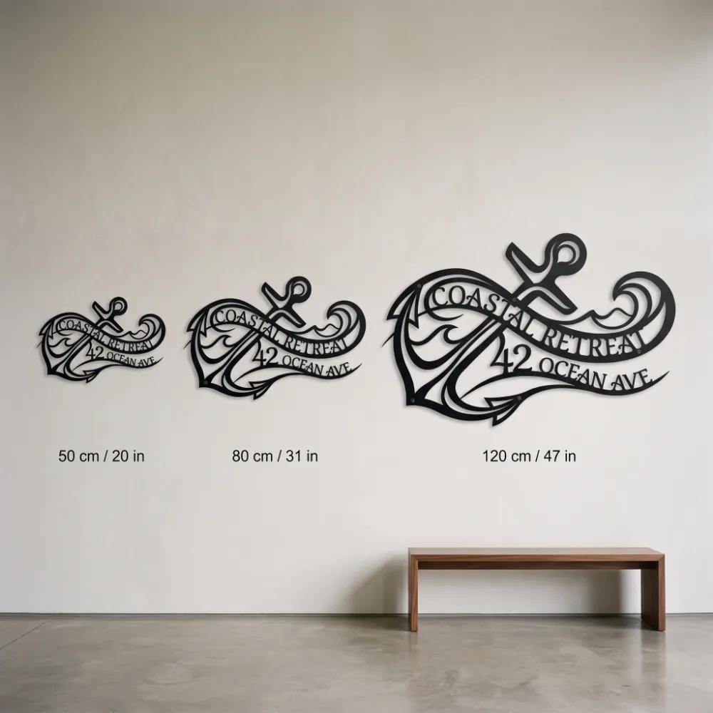 Coastal Anchor Metal Address Sign – Ocean Arrival, Beach House Facade Decor — 10