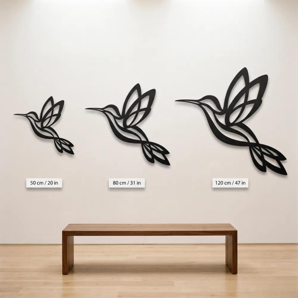 Minimalist Hummingbird Metal Wall Art – Aerial Grace, Living Room Decor — 10