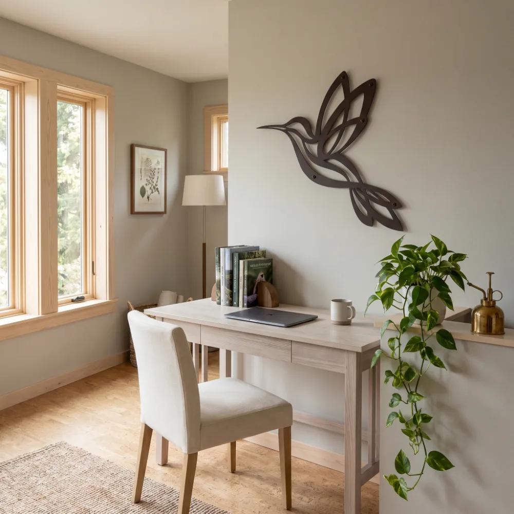 Minimalist Hummingbird Metal Wall Art – Aerial Grace, Living Room Decor — 2