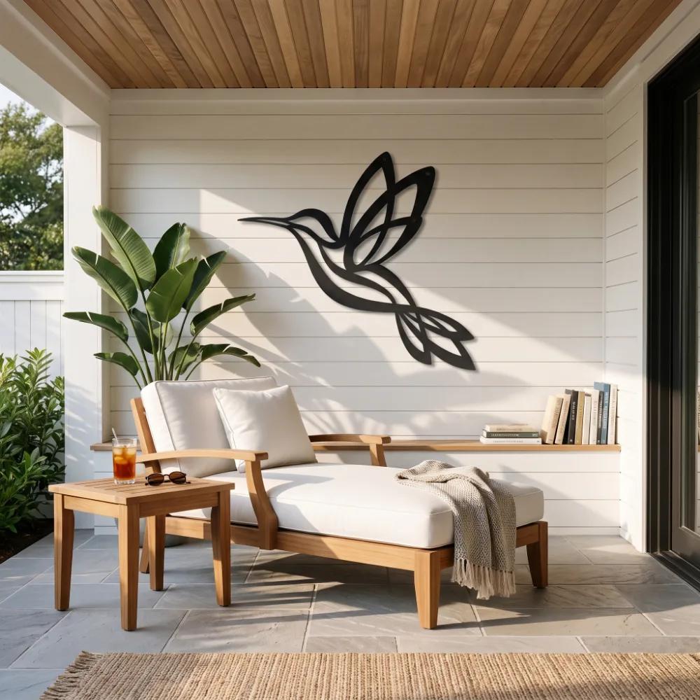 Minimalist Hummingbird Metal Wall Art – Aerial Grace, Living Room Decor — 4