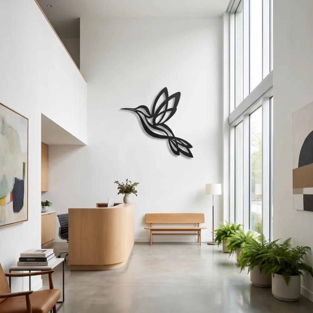 Minimalist Hummingbird Metal Wall Art – Aerial Grace, Living Room Decor — 5