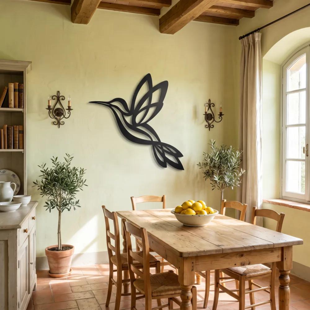 Minimalist Hummingbird Metal Wall Art – Aerial Grace, Living Room Decor — 8