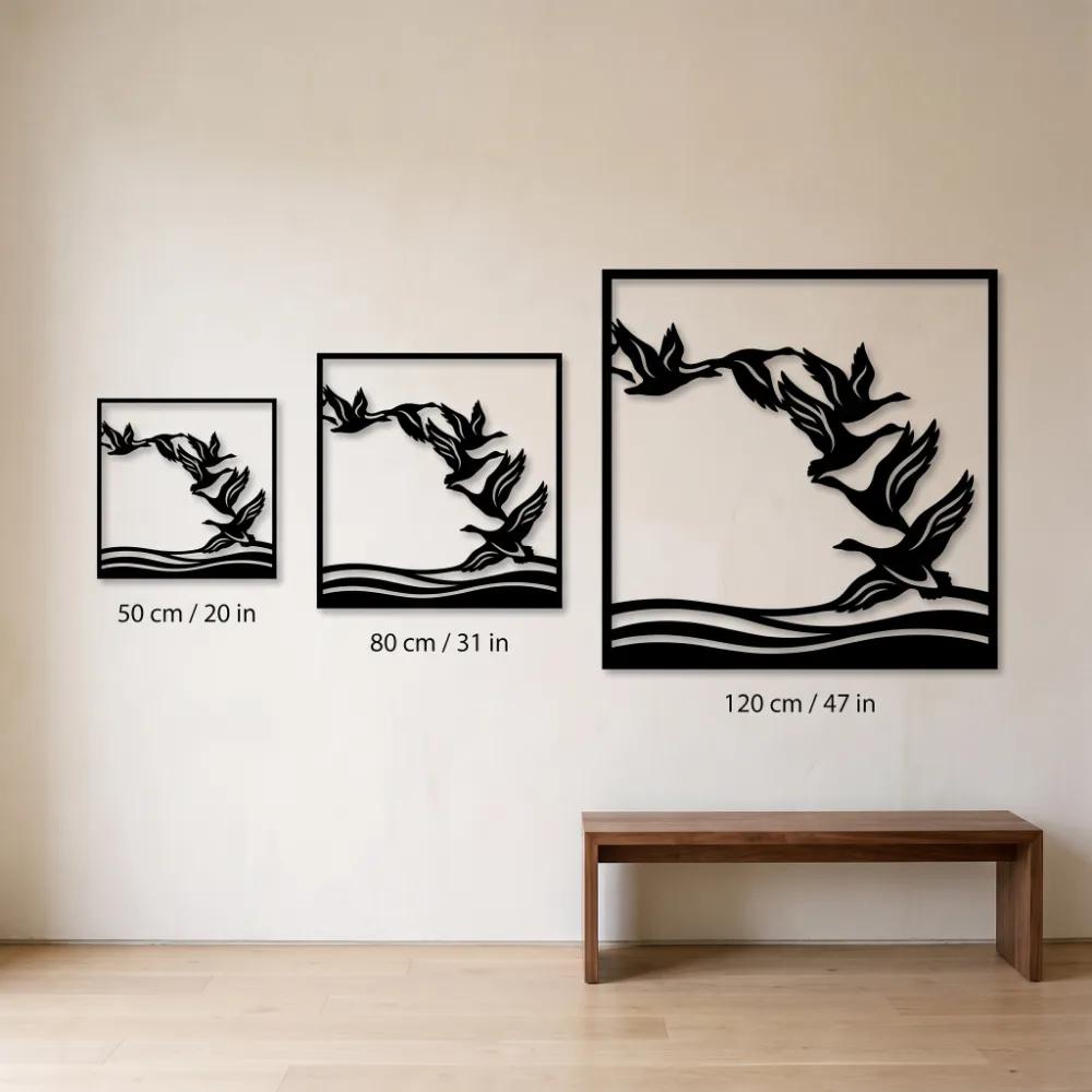 Flying Geese Metal Wall Art – Northbound Flight, Lake House Nature Decor — 7