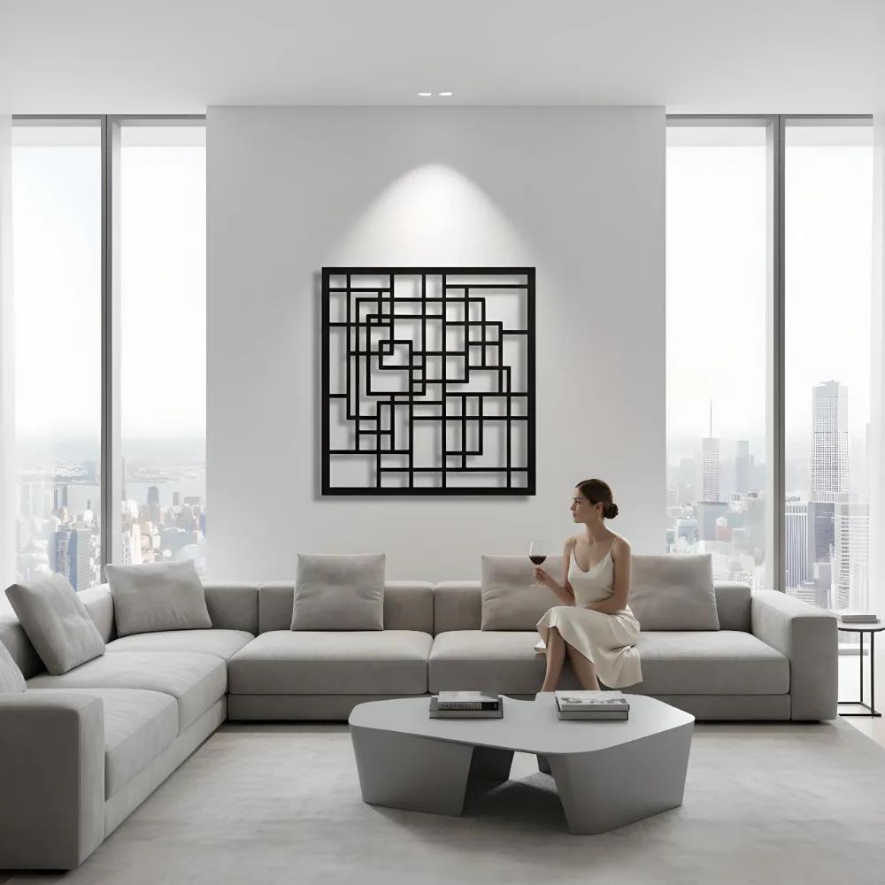 Abstract Geometric Metal Wall Art – Intersecting Lines, Modern Office Decor — 2