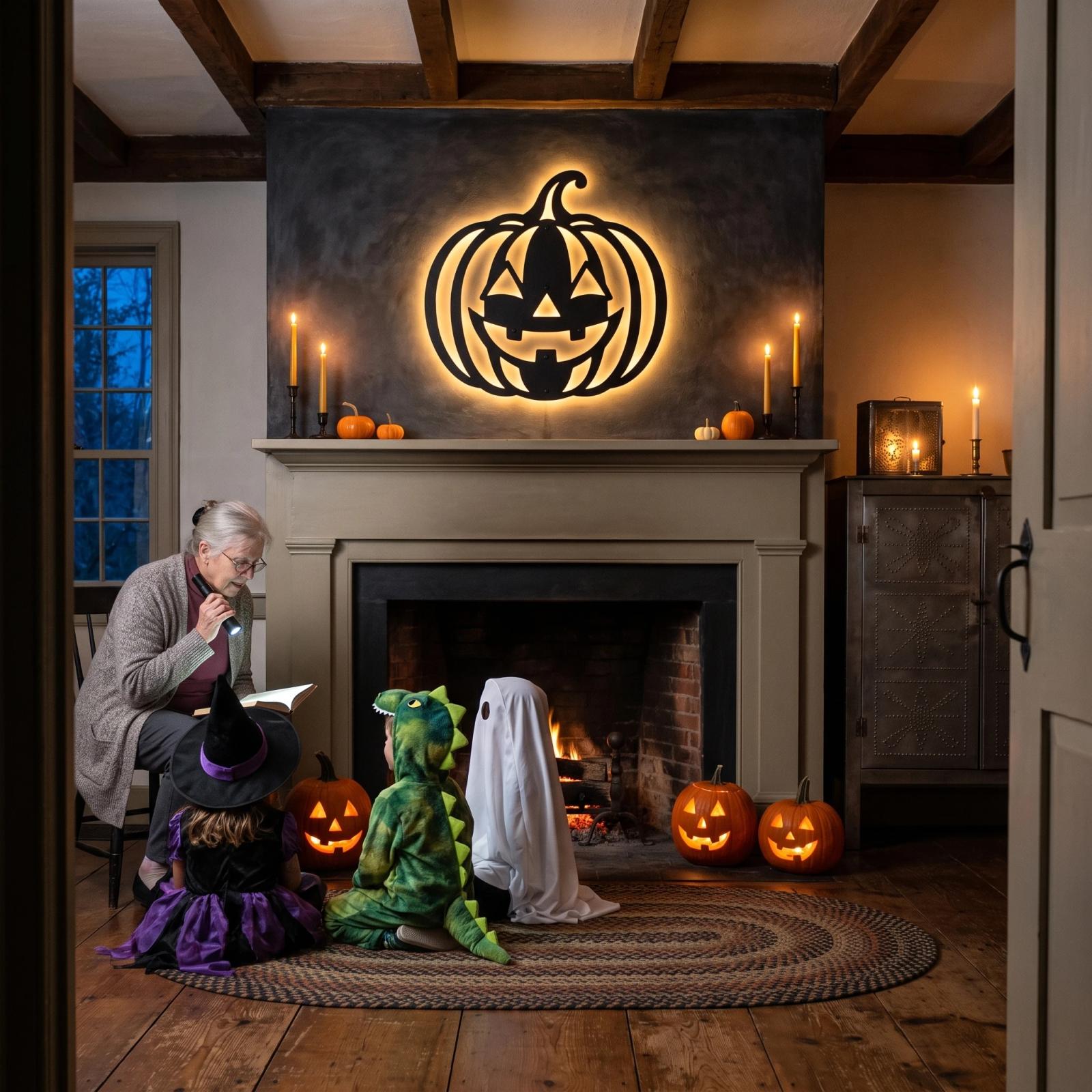 Jack O Lantern Halloween LED Metal Wall Art – Hollow Beacon, Porch & Living Room Decor — 2