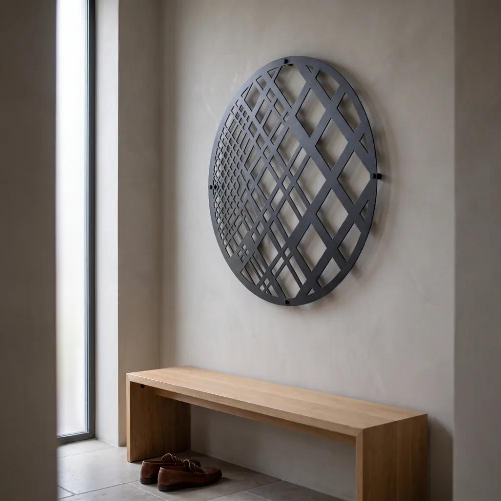 Geometric Sphere Metal Wall Art – Lattice Meridian, Modern Living Room Decor — 4