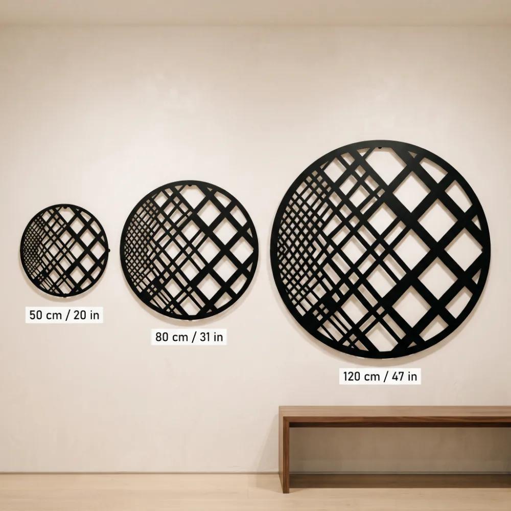 Geometric Sphere Metal Wall Art – Lattice Meridian, Modern Living Room Decor — 7