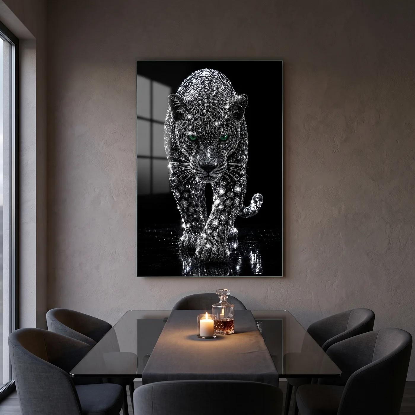 Diamond Panther Wall Art Crystal Big Cat Glass Wall Art — 4