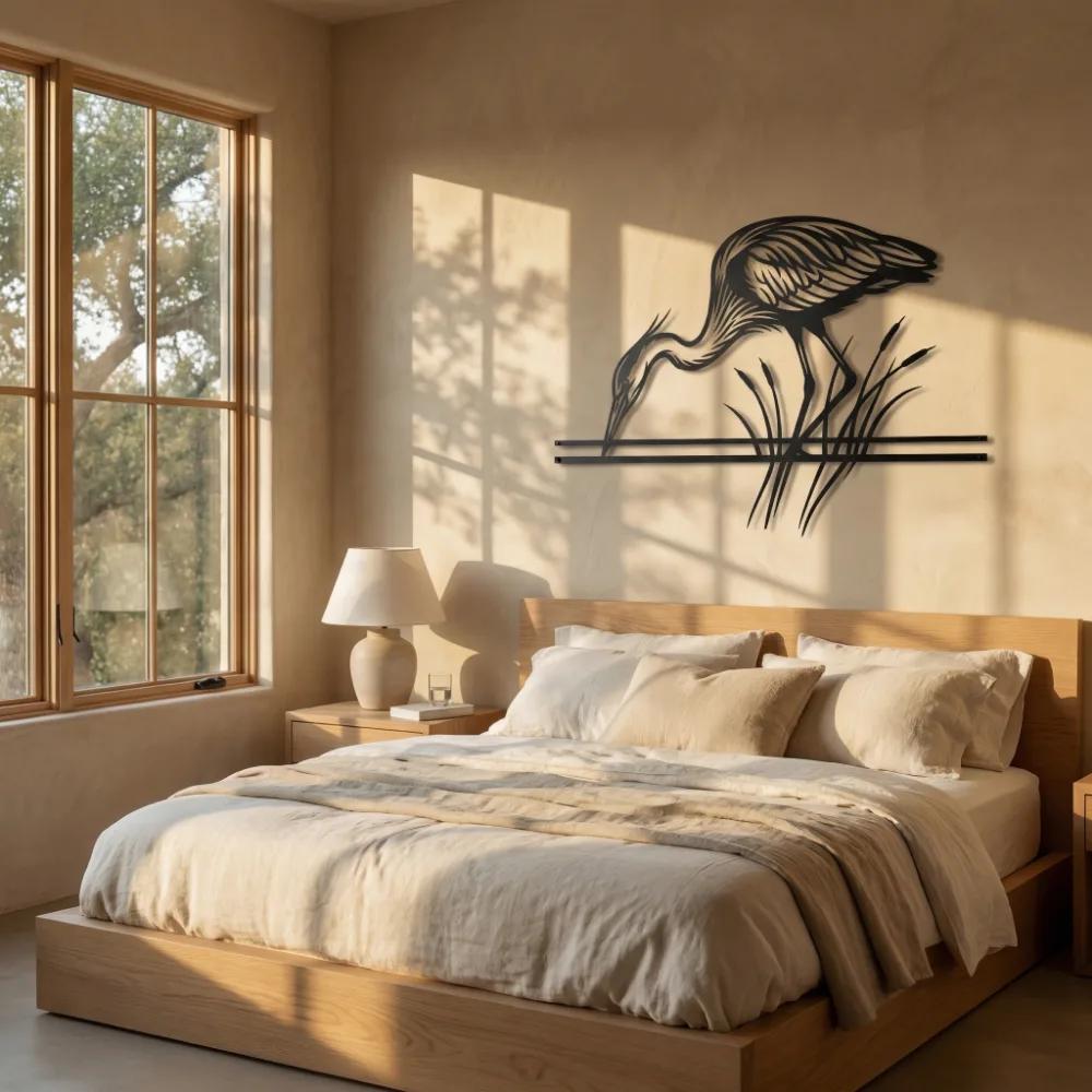 Great Blue Heron Metal Wall Art – Marsh Sentinel, Coastal Living Room Decor — 2