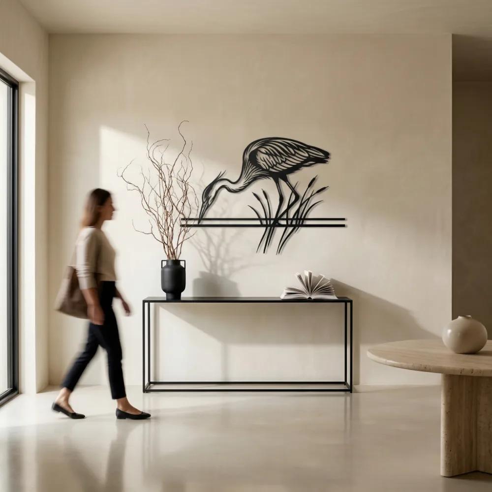 Great Blue Heron Metal Wall Art – Marsh Sentinel, Coastal Living Room Decor — 3