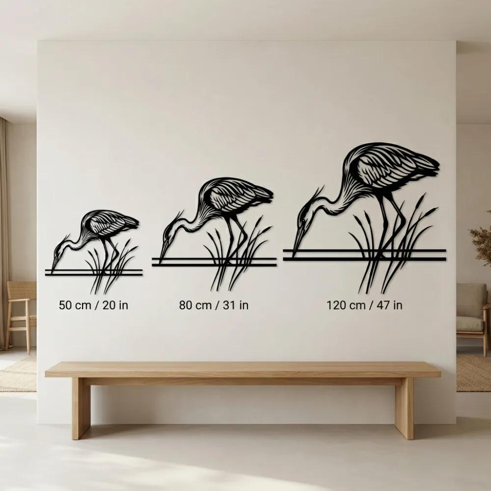 Great Blue Heron Metal Wall Art – Marsh Sentinel, Coastal Living Room Decor — 10