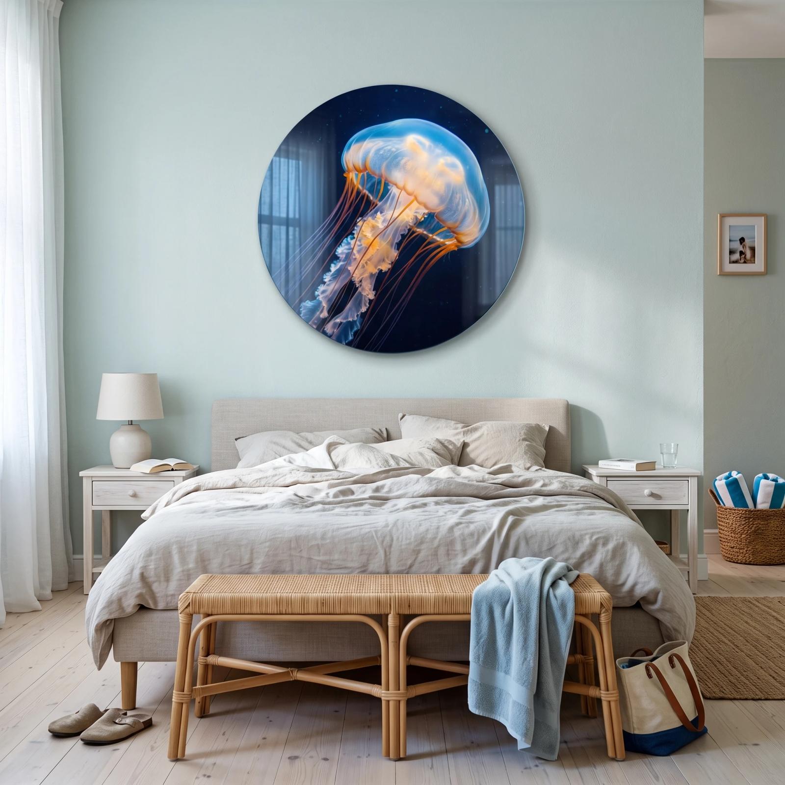 Jellyfish Ocean Deep Sea Bioluminescent Glass Wall Art — 3