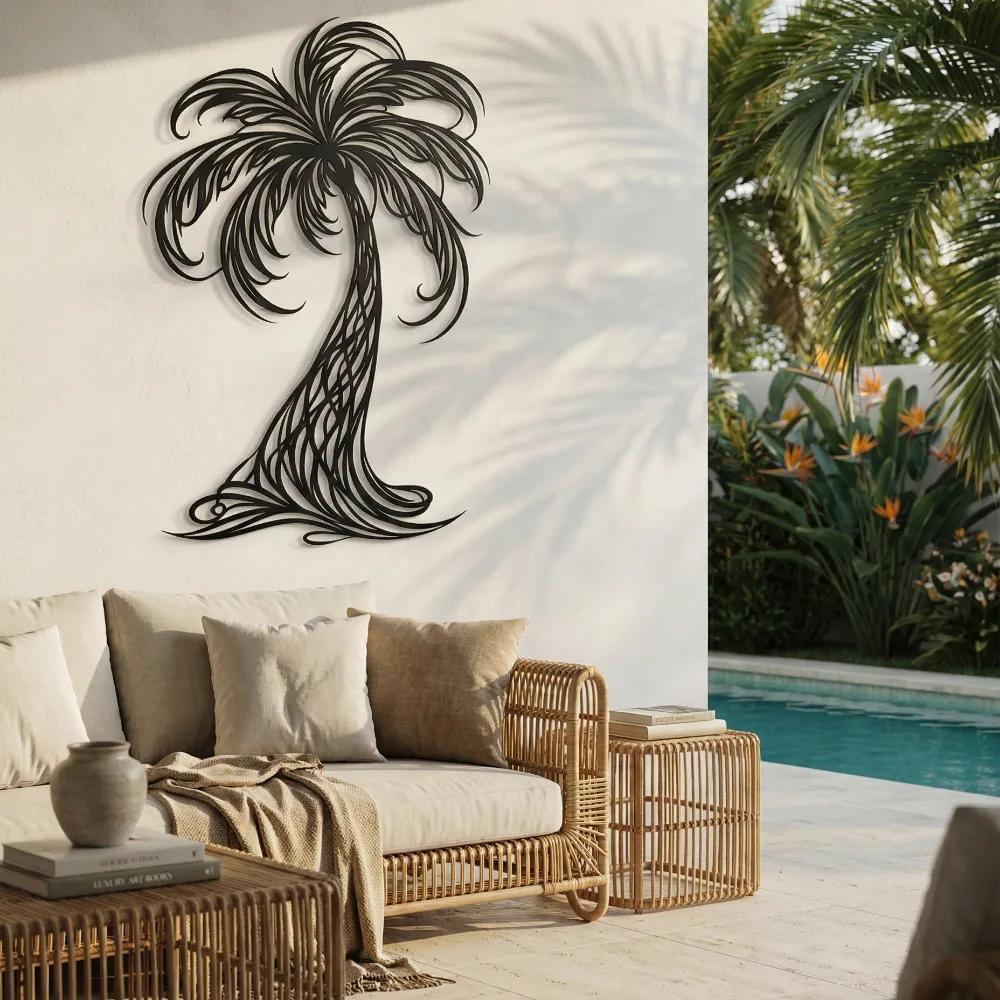 Palm Tree Metal Wall Art – Breezy Fronds, Coastal Living Room Decor — 4