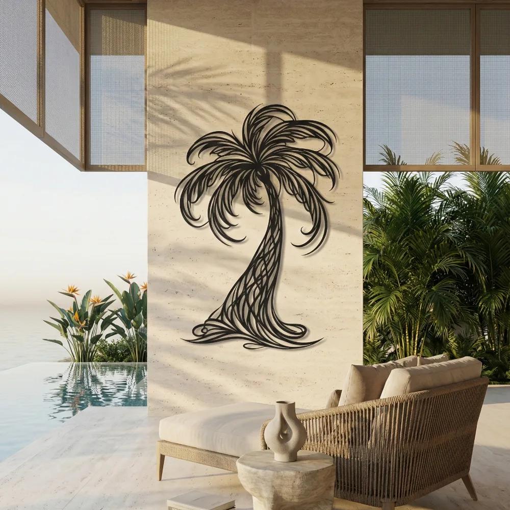 Palm Tree Metal Wall Art – Breezy Fronds, Coastal Living Room Decor — 5