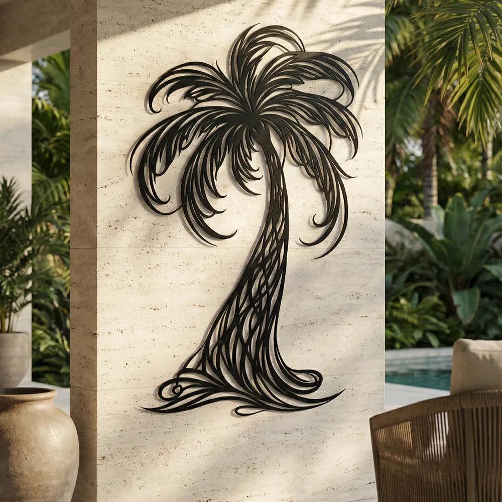 Palm Tree Metal Wall Art – Breezy Fronds, Coastal Living Room Decor — 8