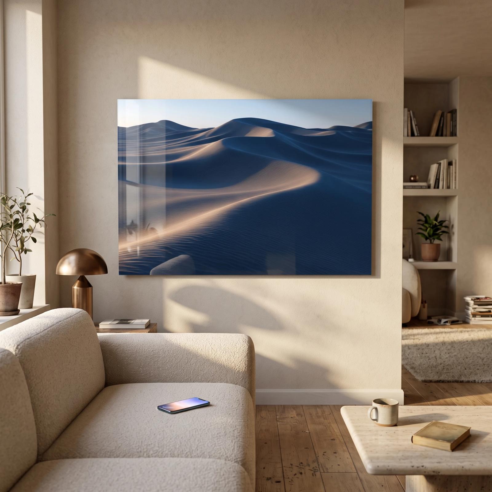 Desert Dune Landscape Warm Minimalist Glass Wall Art