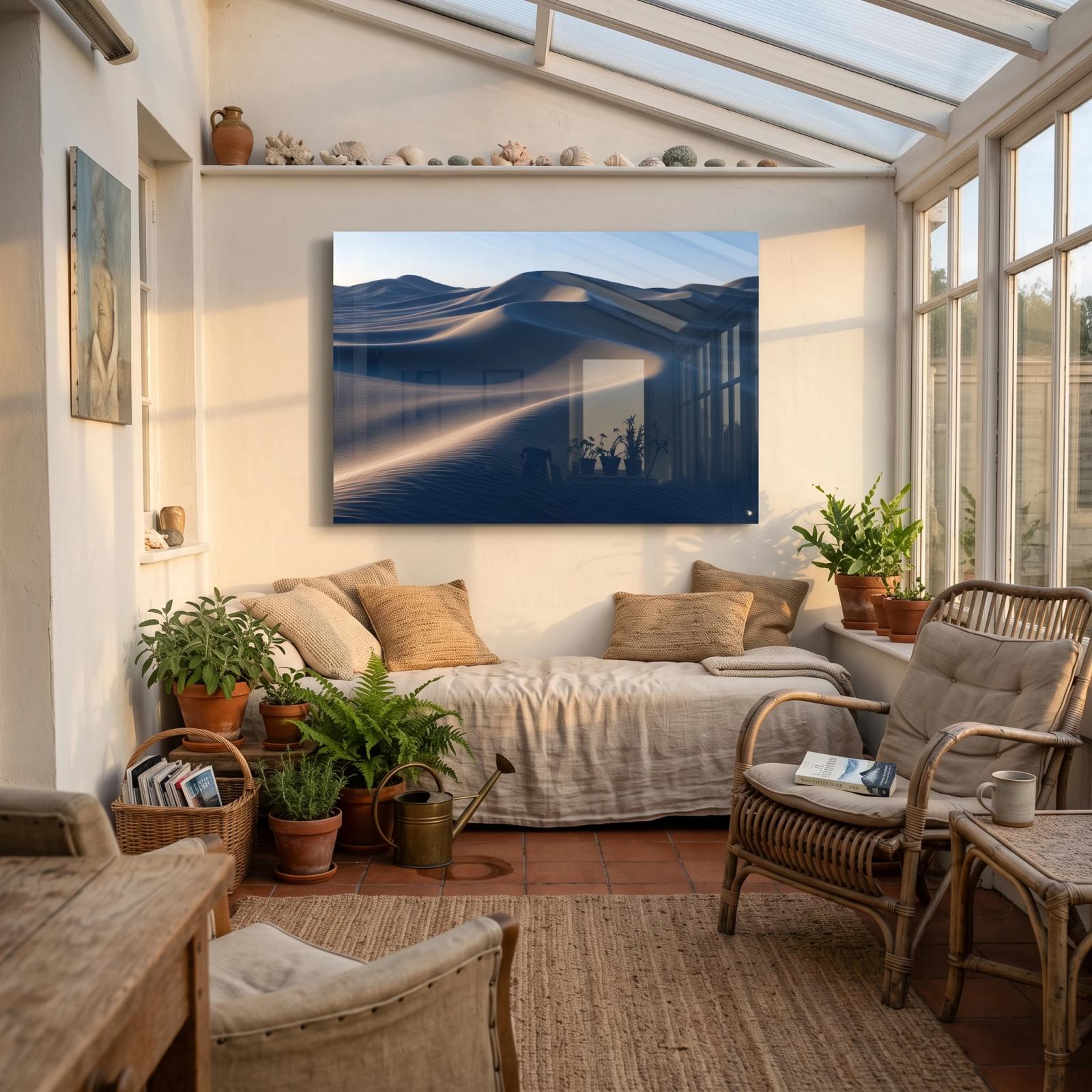 Desert Dune Landscape Warm Minimalist Glass Wall Art — 5