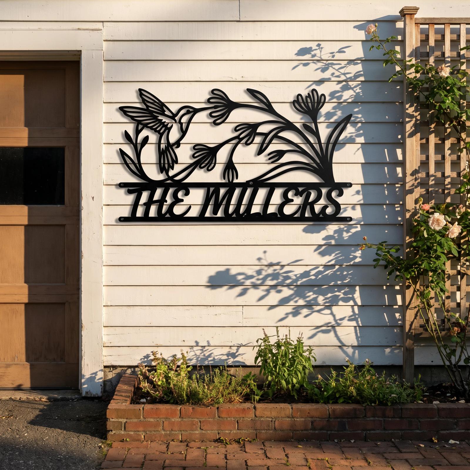 Personalized Hummingbird Family Name Metal Wall Art – Meadow Aria, Entryway Decor — 4