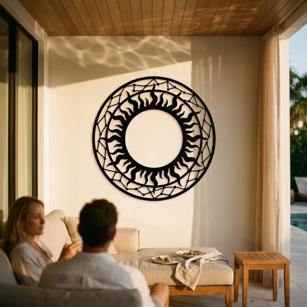 Celestial Sun Metal Wall Art – Constellation Sphere, Living Room Decor — 10