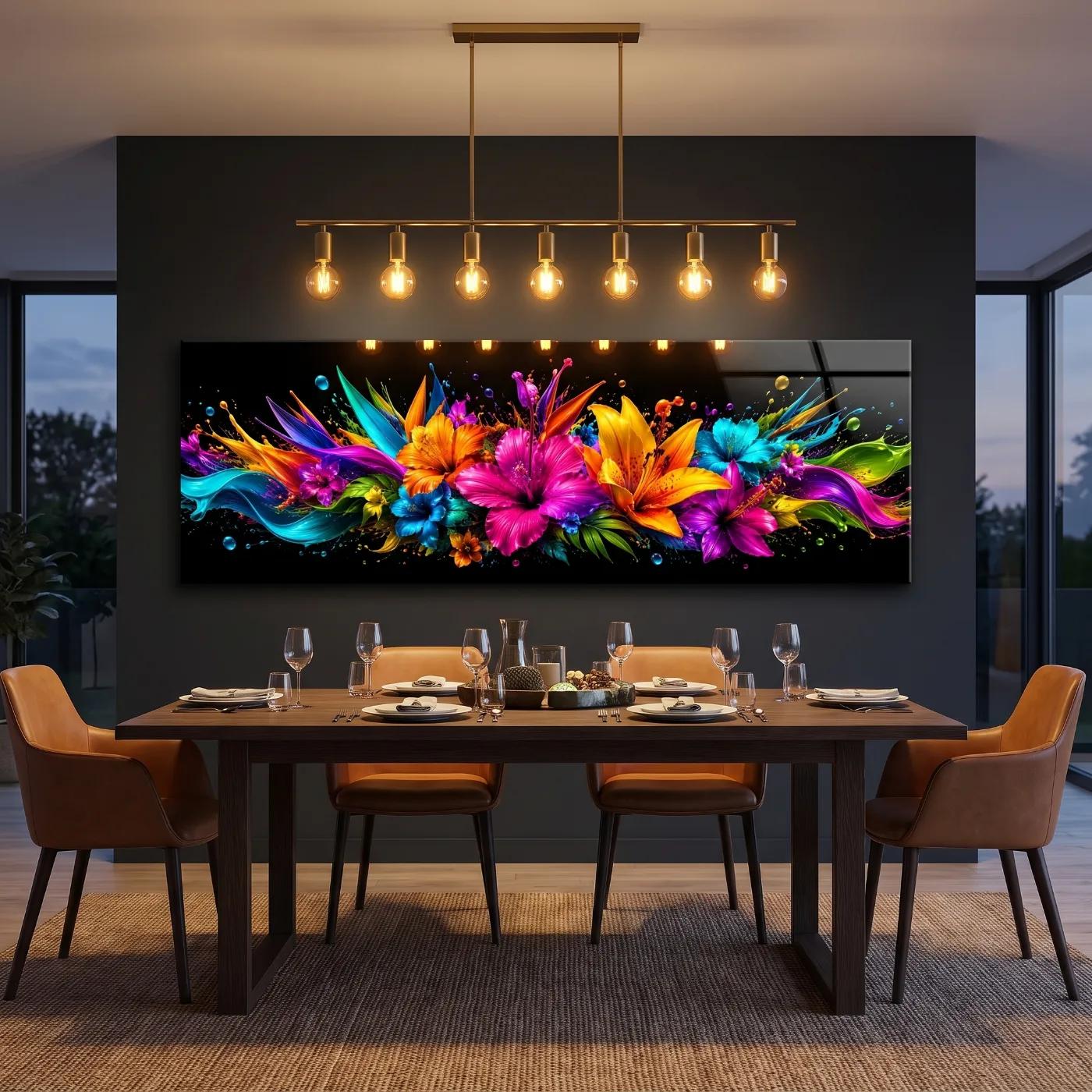 Colorful Floral Glass Wall Art Vibrant Bloom Tempered Glass Print — 3