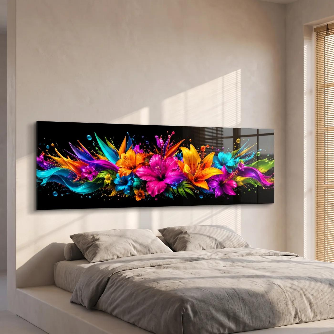 Colorful Floral Glass Wall Art Vibrant Bloom Tempered Glass Print — 4