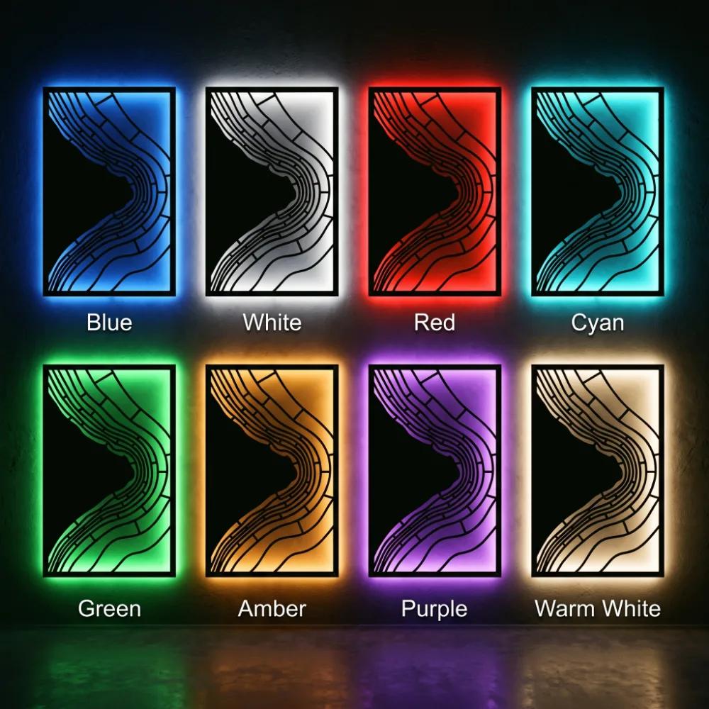 Abstract Wave Metal Wall Art LED Backlit – Tidal Drift, Modern Living Room Decor — 9