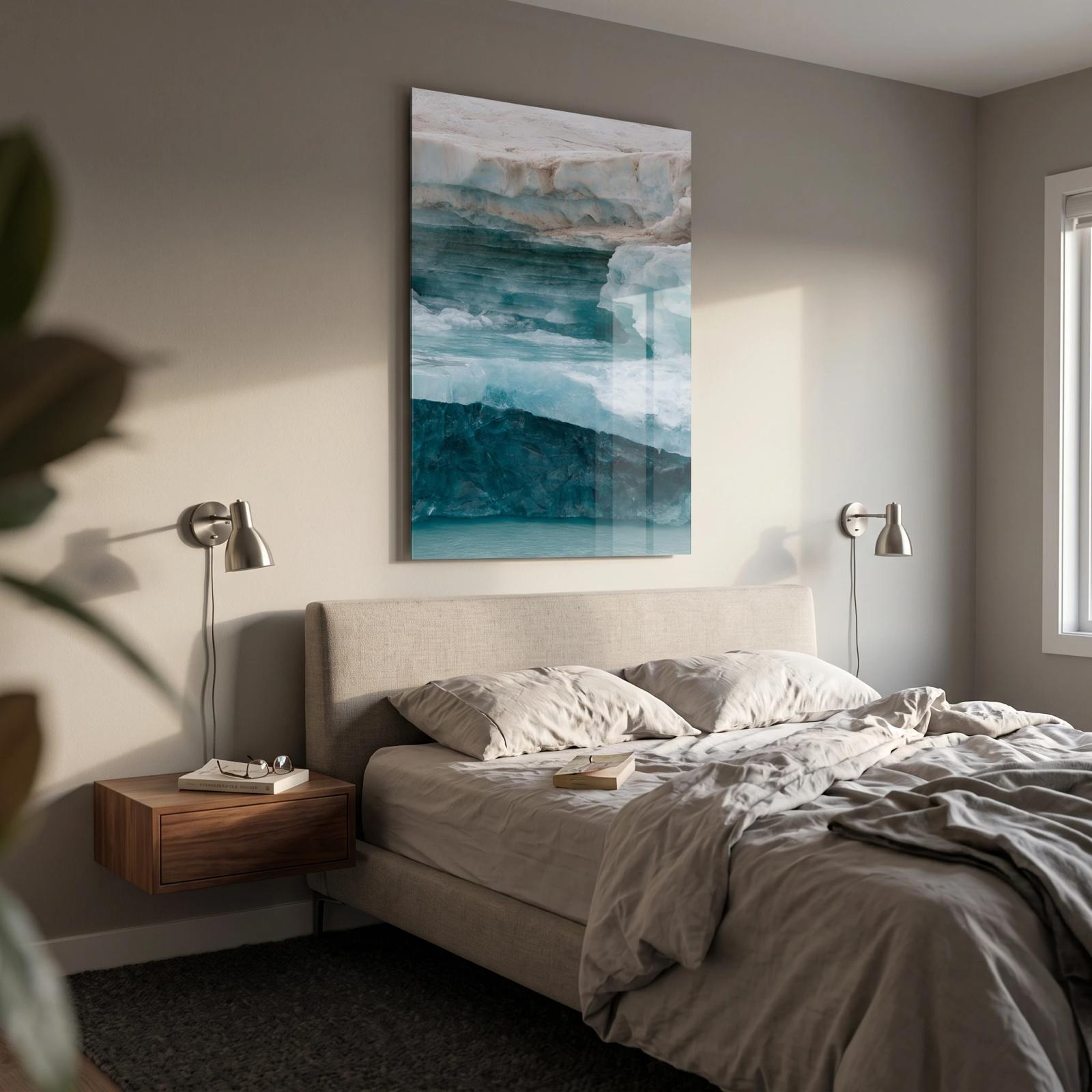 Glacier Ice Abstract Teal Landscape Tempered Glass Wall Art — 2