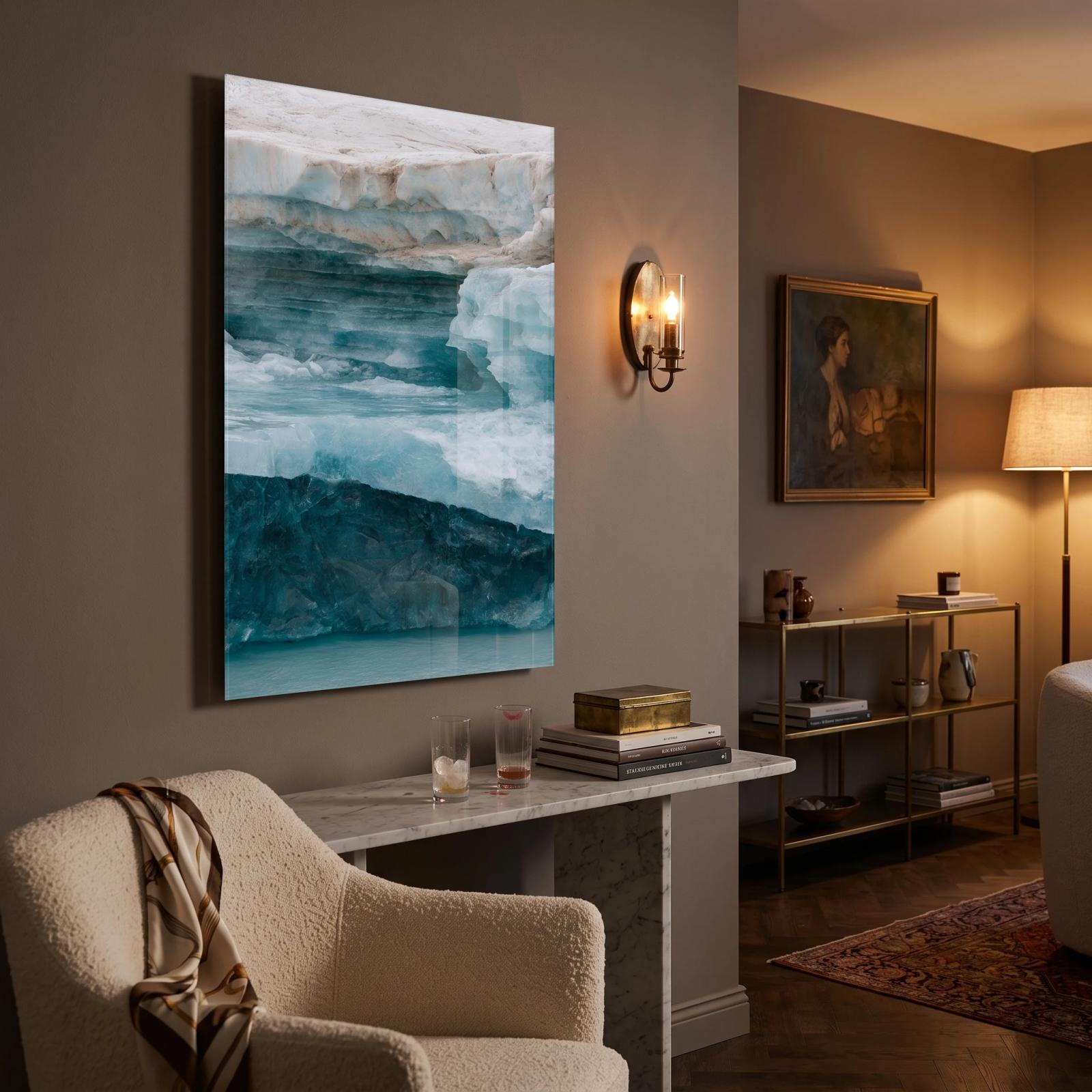 Glacier Ice Abstract Teal Landscape Tempered Glass Wall Art — 3
