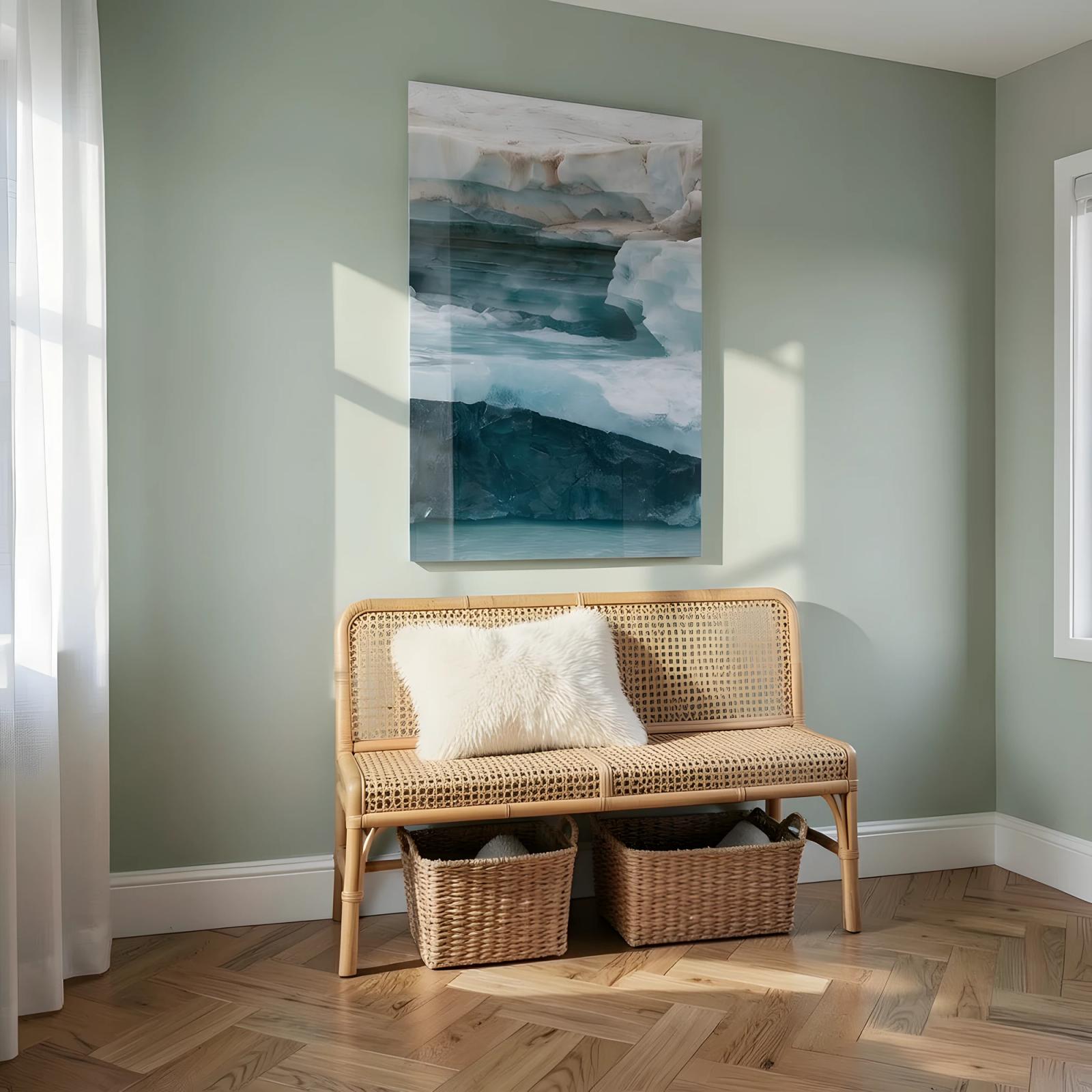 Glacier Ice Abstract Teal Landscape Tempered Glass Wall Art — 7