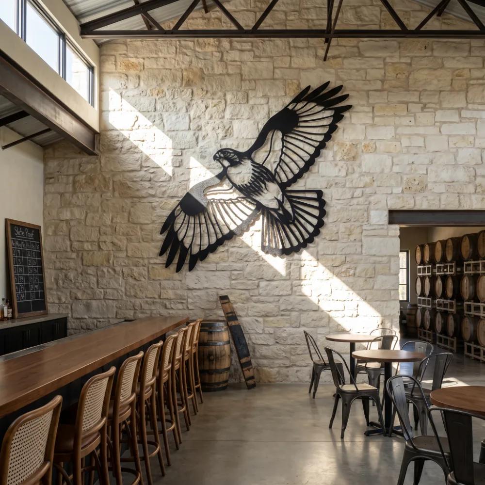 Flying Hawk Metal Rustic Wall Art – Thermal Rise, Lodge Living Room Decor — 5