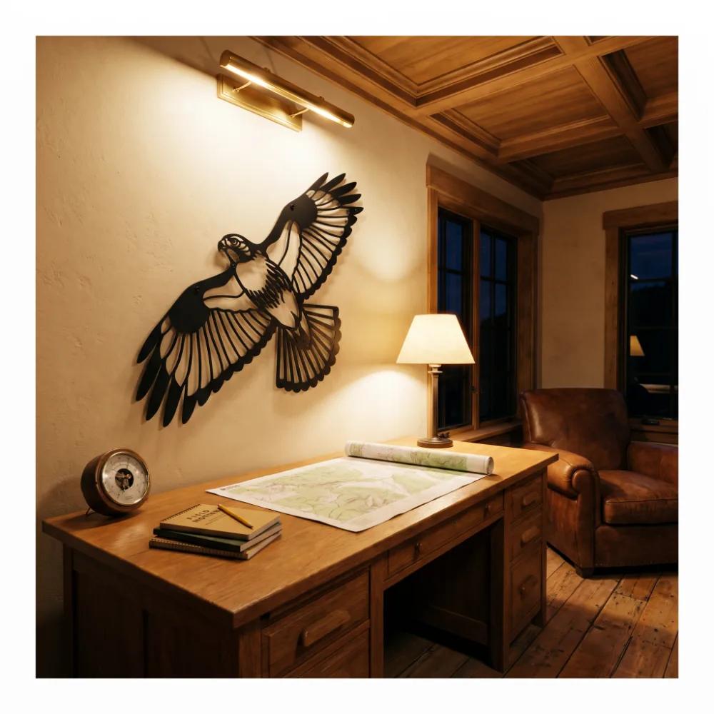 Flying Hawk Metal Rustic Wall Art – Thermal Rise, Lodge Living Room Decor — 6