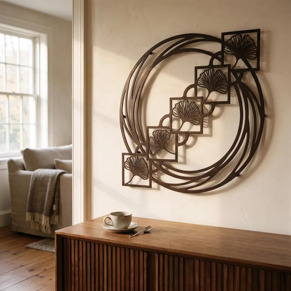 Ginkgo Metal Wall Art – Ginkgo Reverie, Art Nouveau Living Room Decor