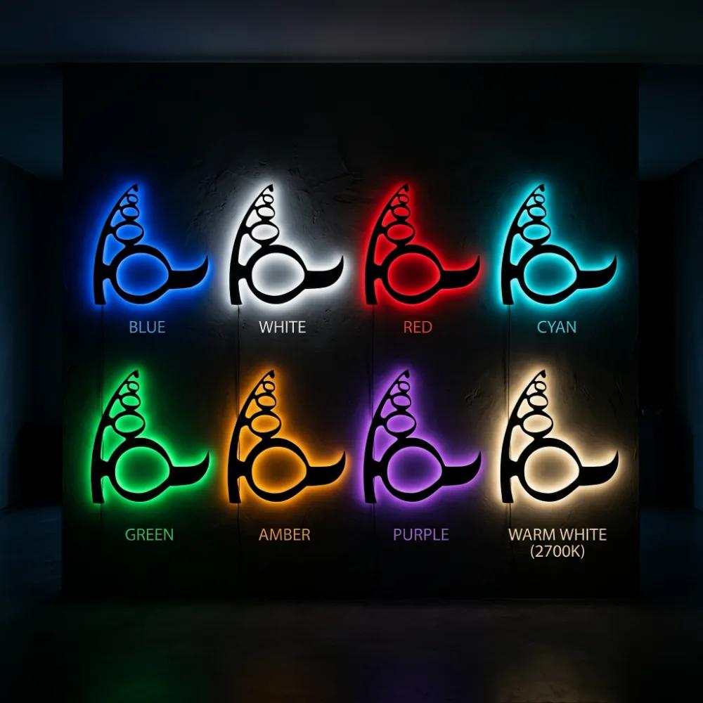 Abstract Calligraphy Metal Wall Art – Ink Cadence, LED Backlit Living Room Decor — 10