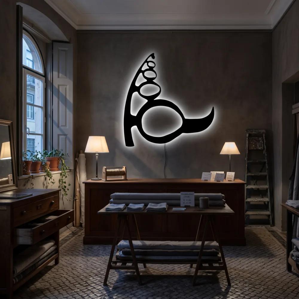 Abstract Calligraphy Metal Wall Art – Ink Cadence, LED Backlit Living Room Decor — 8