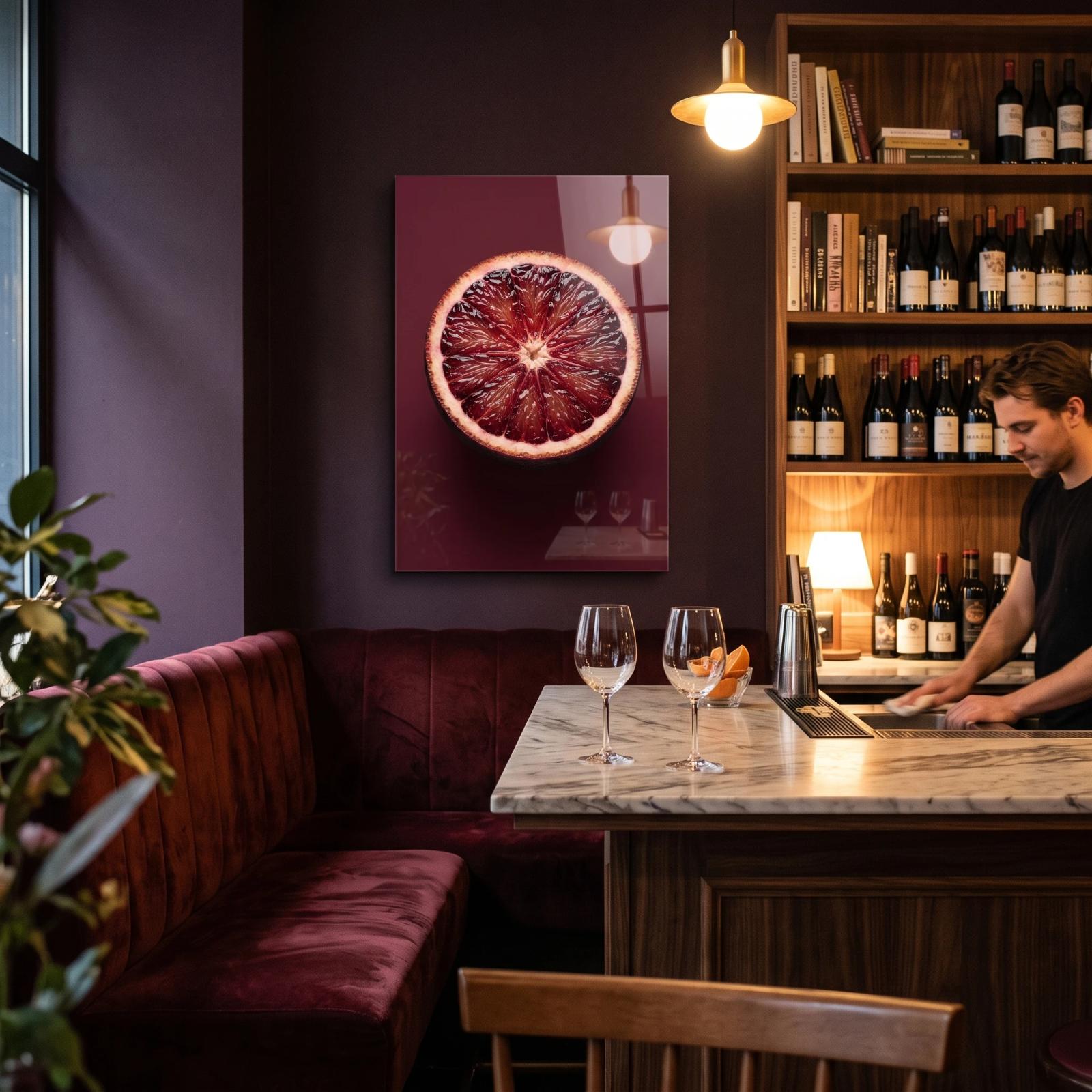 Blood Orange Wall Art Moody Kitchen Glass Wall Art — 2