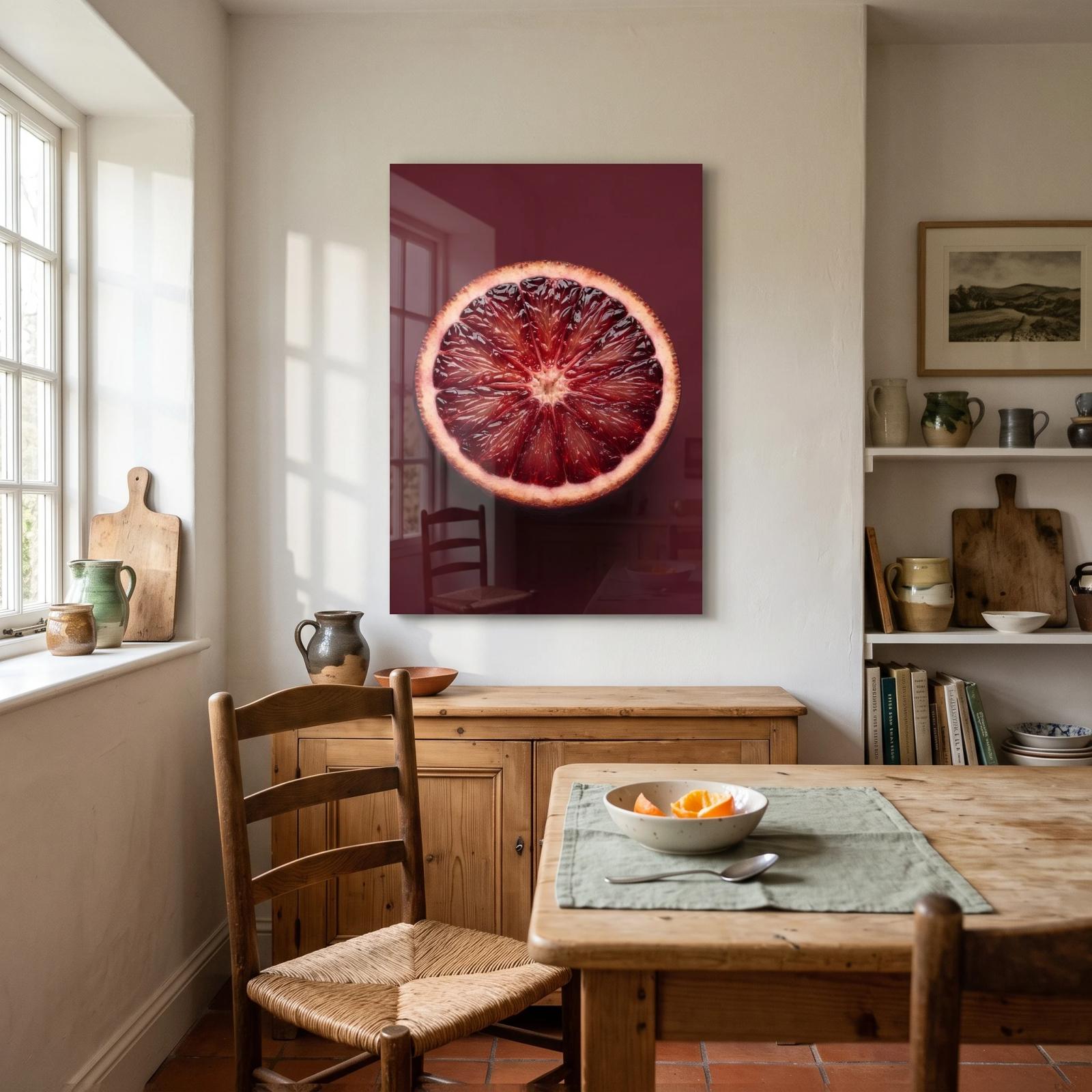 Blood Orange Wall Art Moody Kitchen Glass Wall Art — 3
