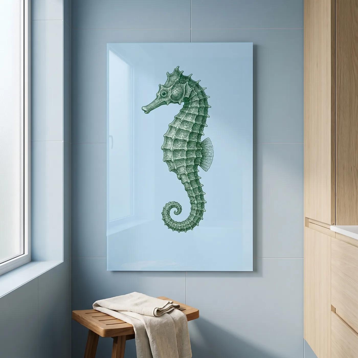 Seahorse Glass Wall Art Coastal Sea Life Decor | Glass Wall Art — 2