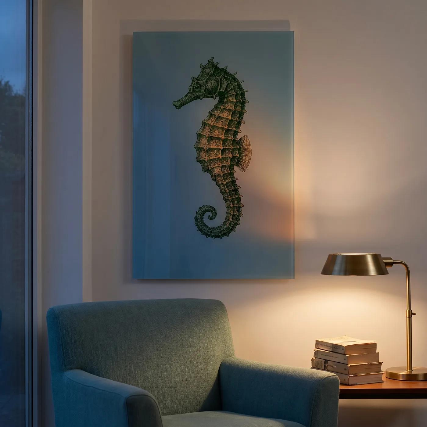 Seahorse Glass Wall Art Coastal Sea Life Decor | Glass Wall Art — 4