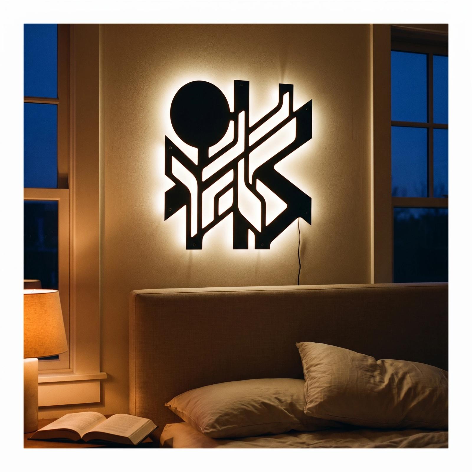 Abstract Metal LED Wall Art – Lumen Grove, Modern Backlit Living Room Decor — 4