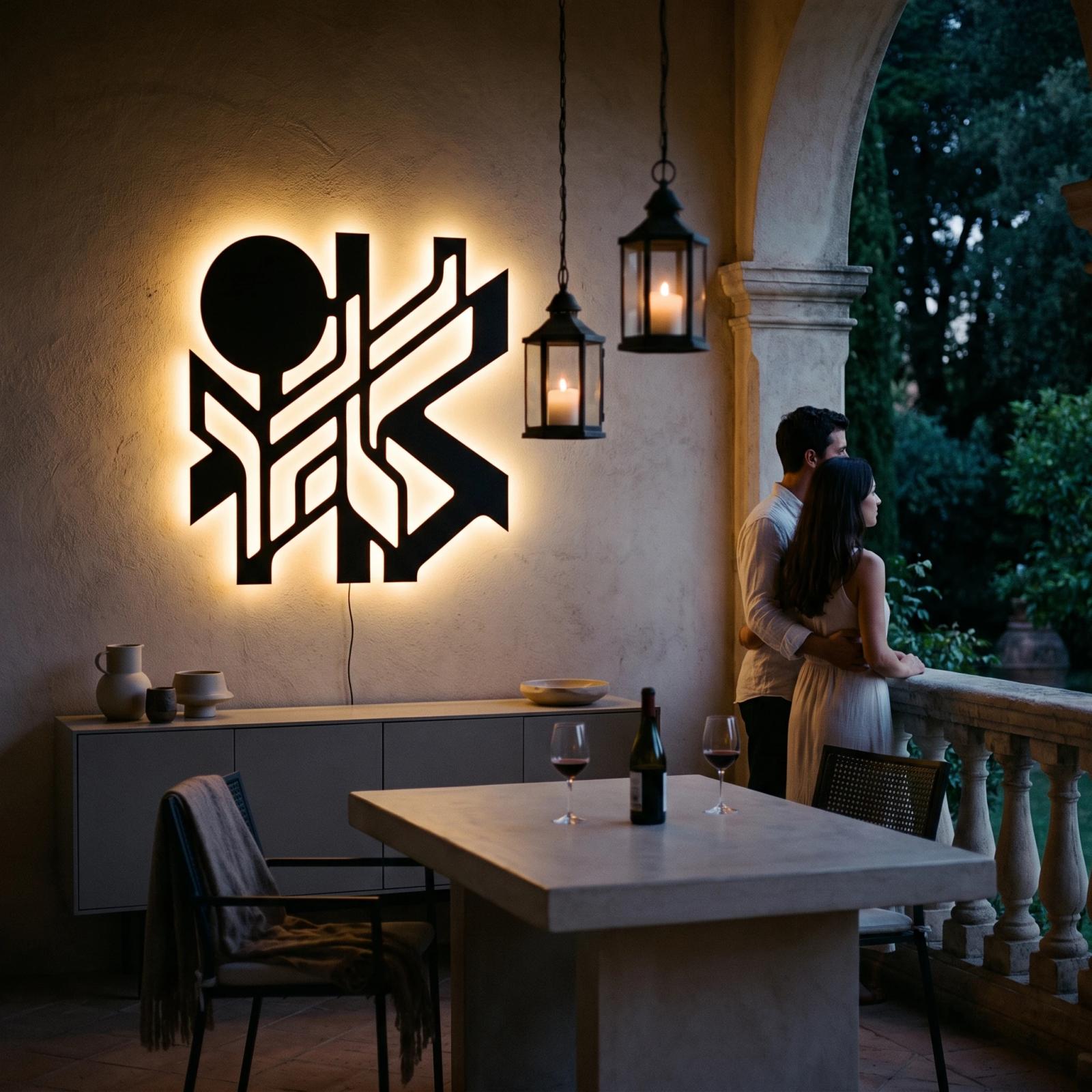Abstract Metal LED Wall Art – Lumen Grove, Modern Backlit Living Room Decor — 5