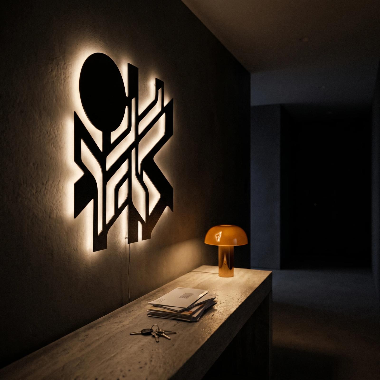 Abstract Metal LED Wall Art – Lumen Grove, Modern Backlit Living Room Decor — 6