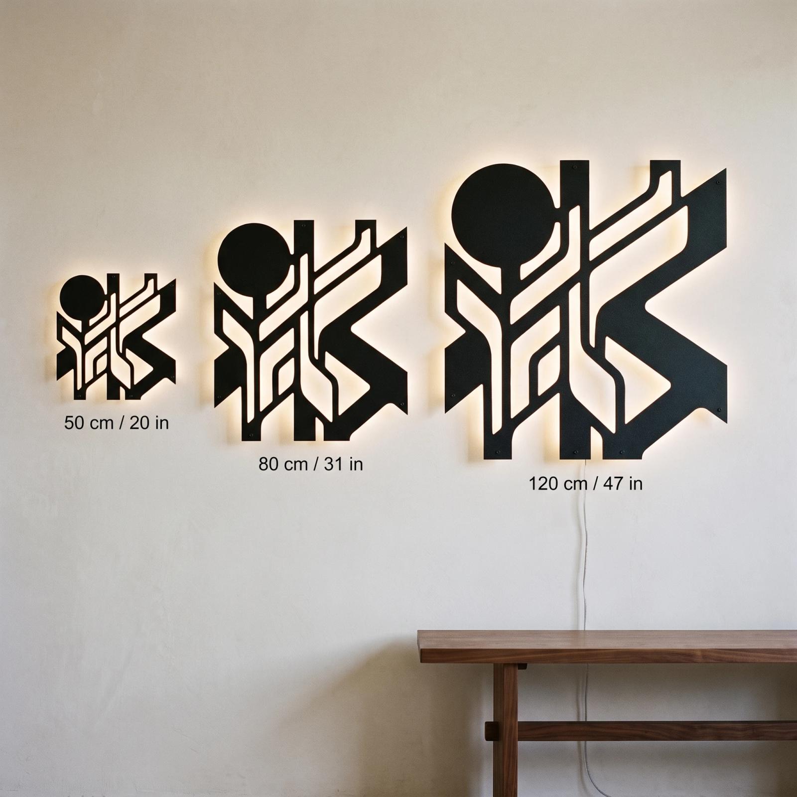 Abstract Metal LED Wall Art – Lumen Grove, Modern Backlit Living Room Decor — 8