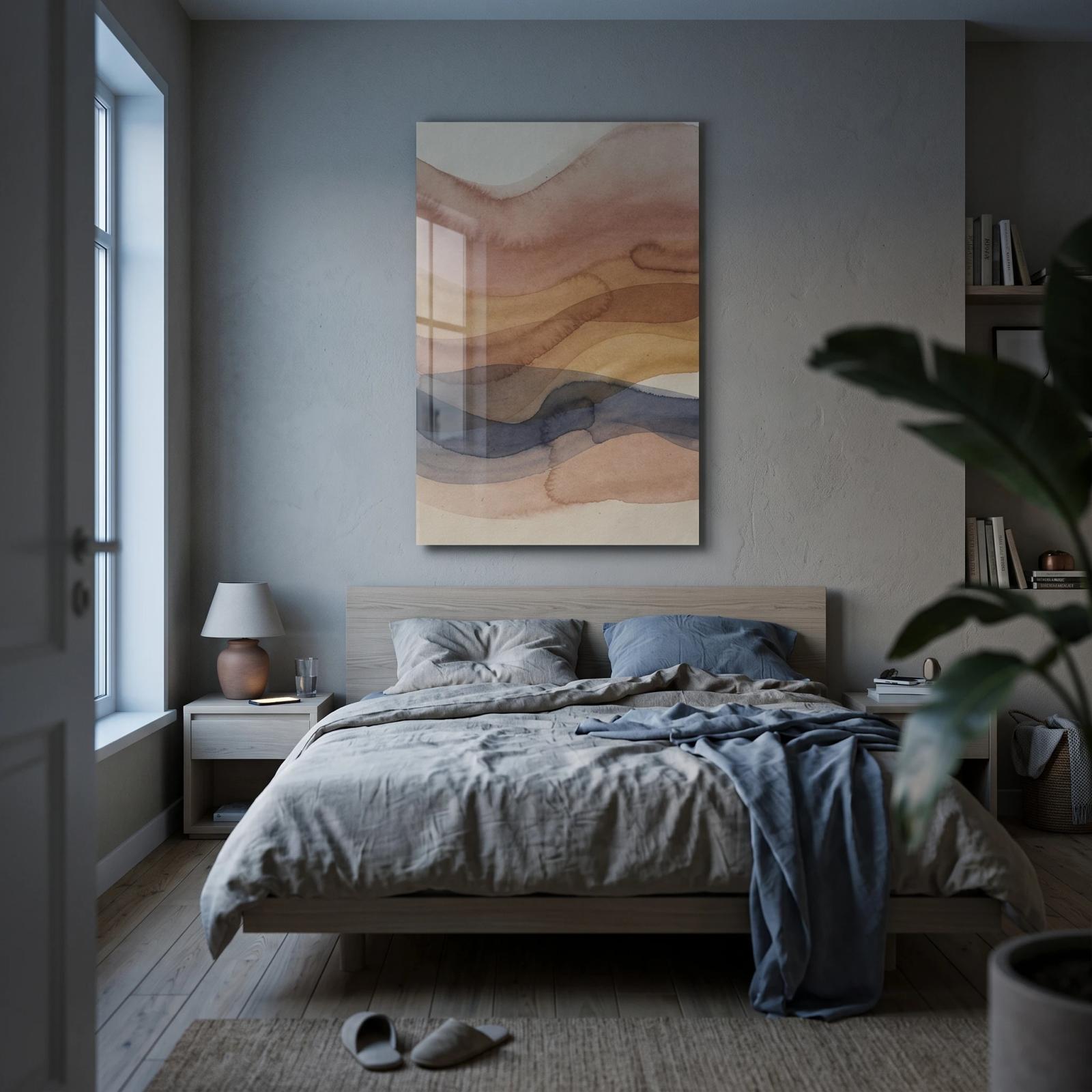 Watercolor Desert Landscape Earthy Abstract Glass Wall Art — 2