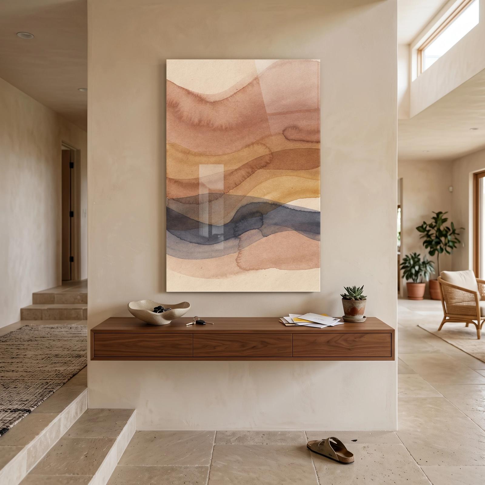 Watercolor Desert Landscape Earthy Abstract Glass Wall Art — 4
