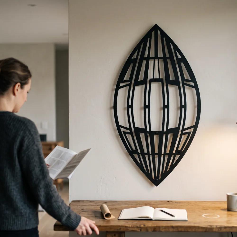 Geometric Leaf Metal Wall Art – Meridian Seed, Modern Living Room Statement Decor — 4