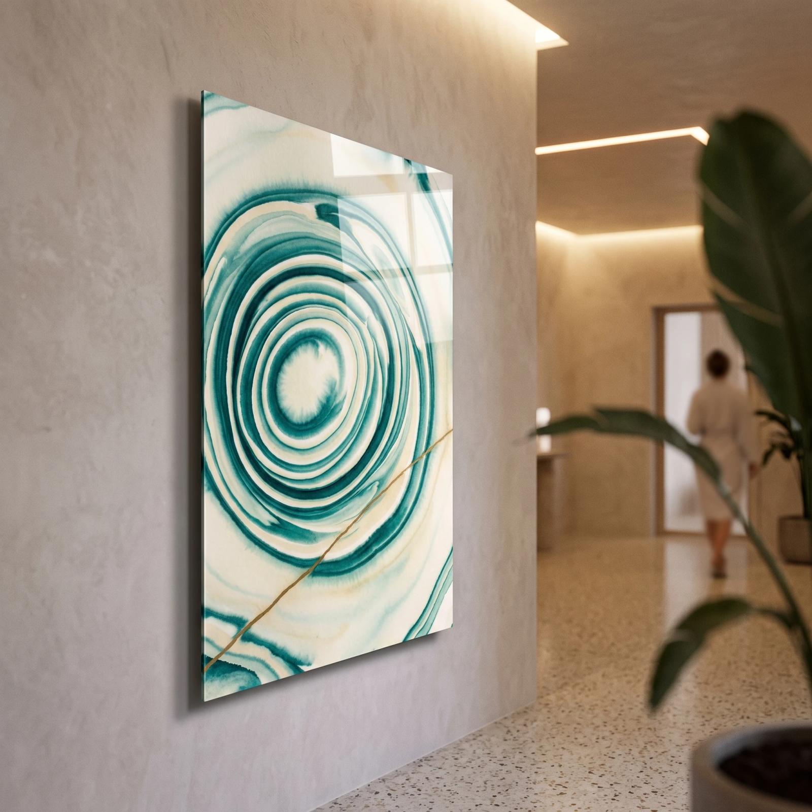 Teal Agate Abstract UV Printed Tempered Glass Wall Art — 2