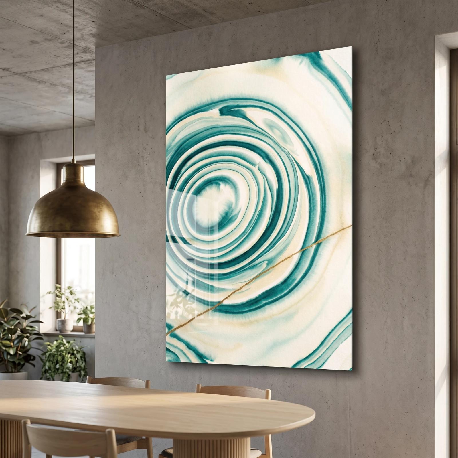 Teal Agate Abstract UV Printed Tempered Glass Wall Art — 5