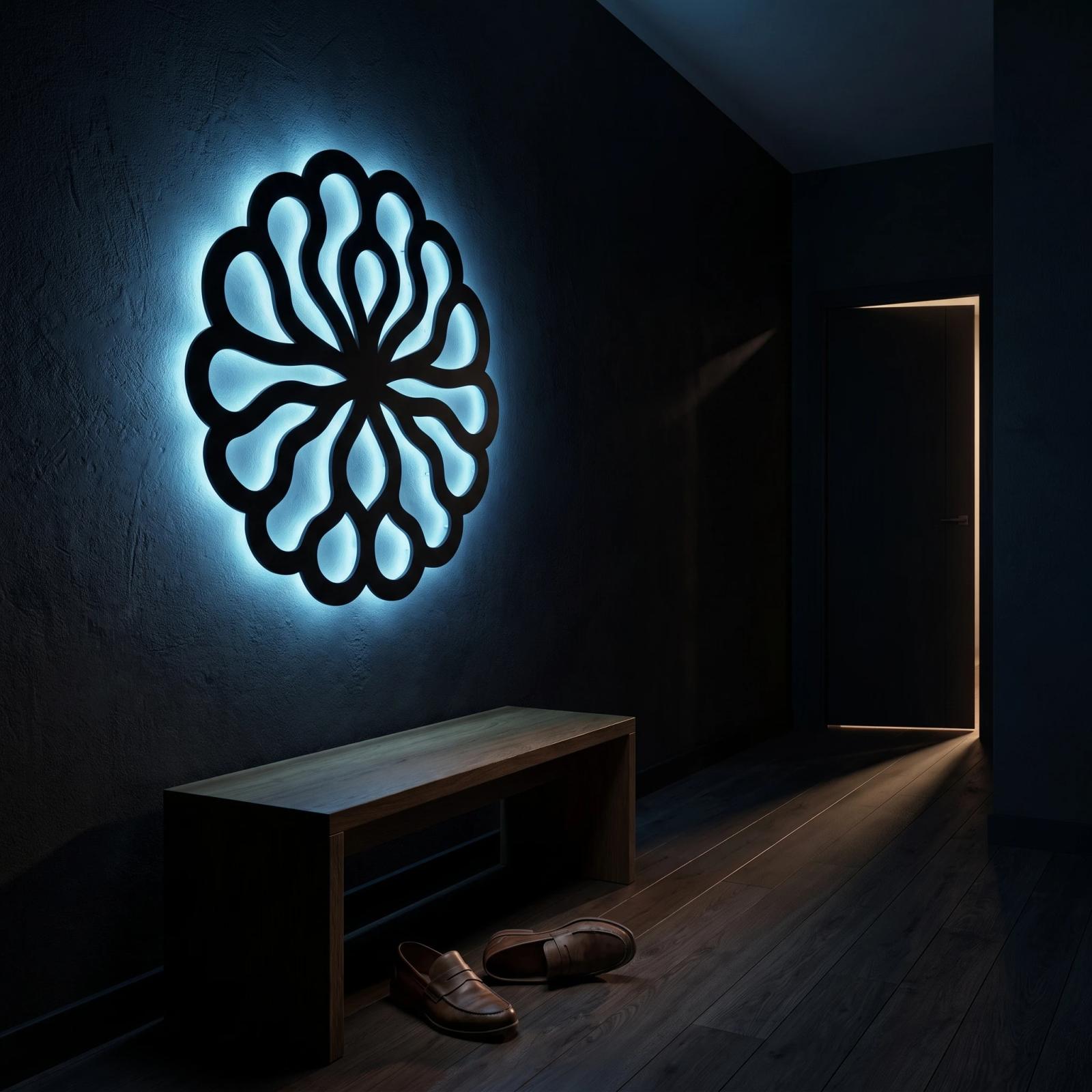 Mandala Metal LED Wall Art – Lumen Bloom, Backlit Living Room Decor — 2