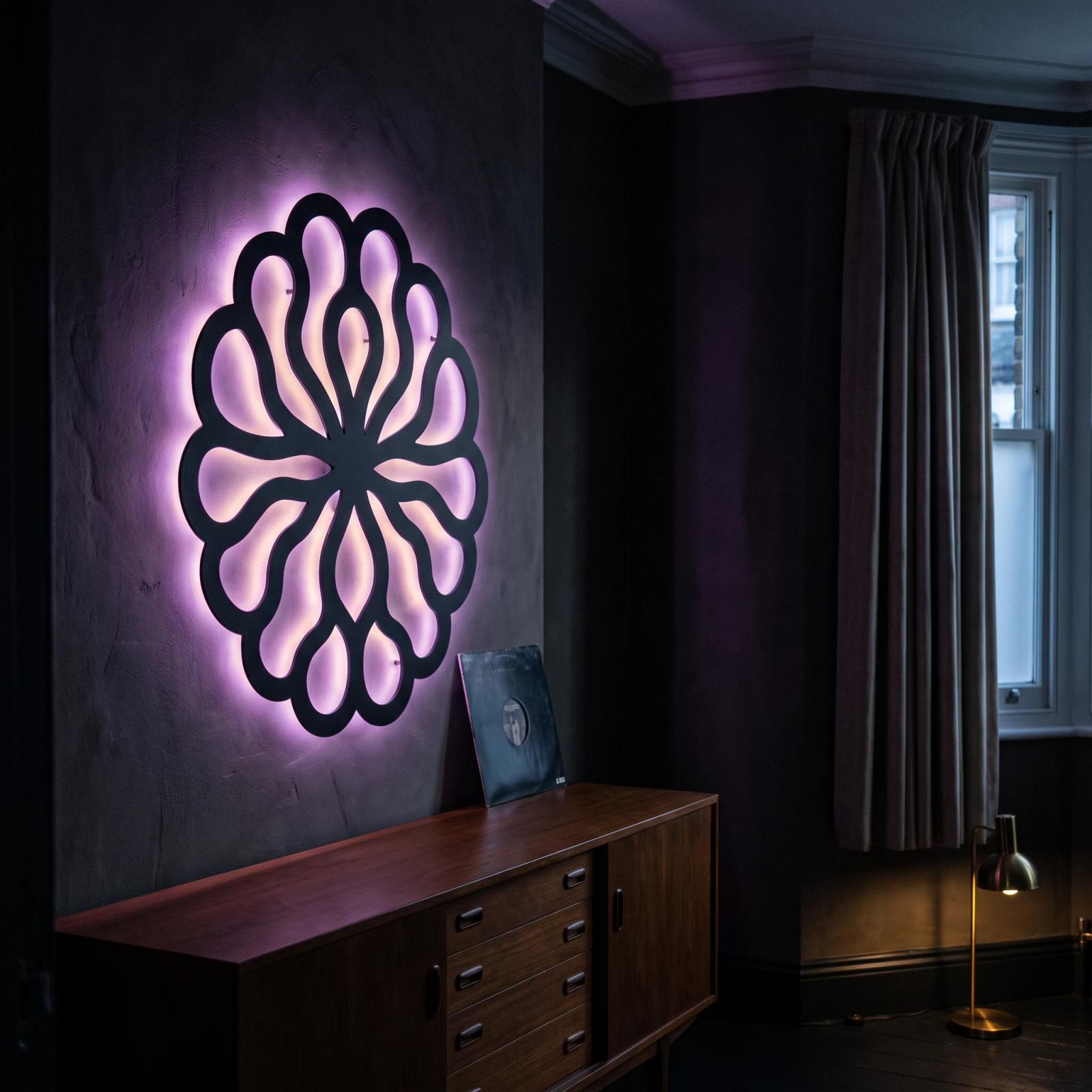Mandala Metal LED Wall Art – Lumen Bloom, Backlit Living Room Decor — 8